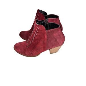 Free People Loveland Suede Ankle Bootie in Red Size 6.5 Burgundy